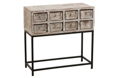 CONSOLE 8 DRAWER WHITE WASHED 